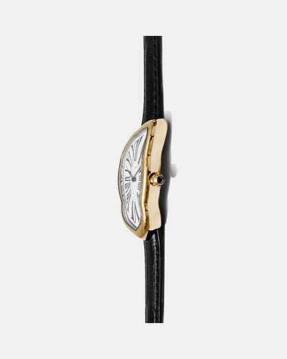 Schmelzende Uhr Groß Gold