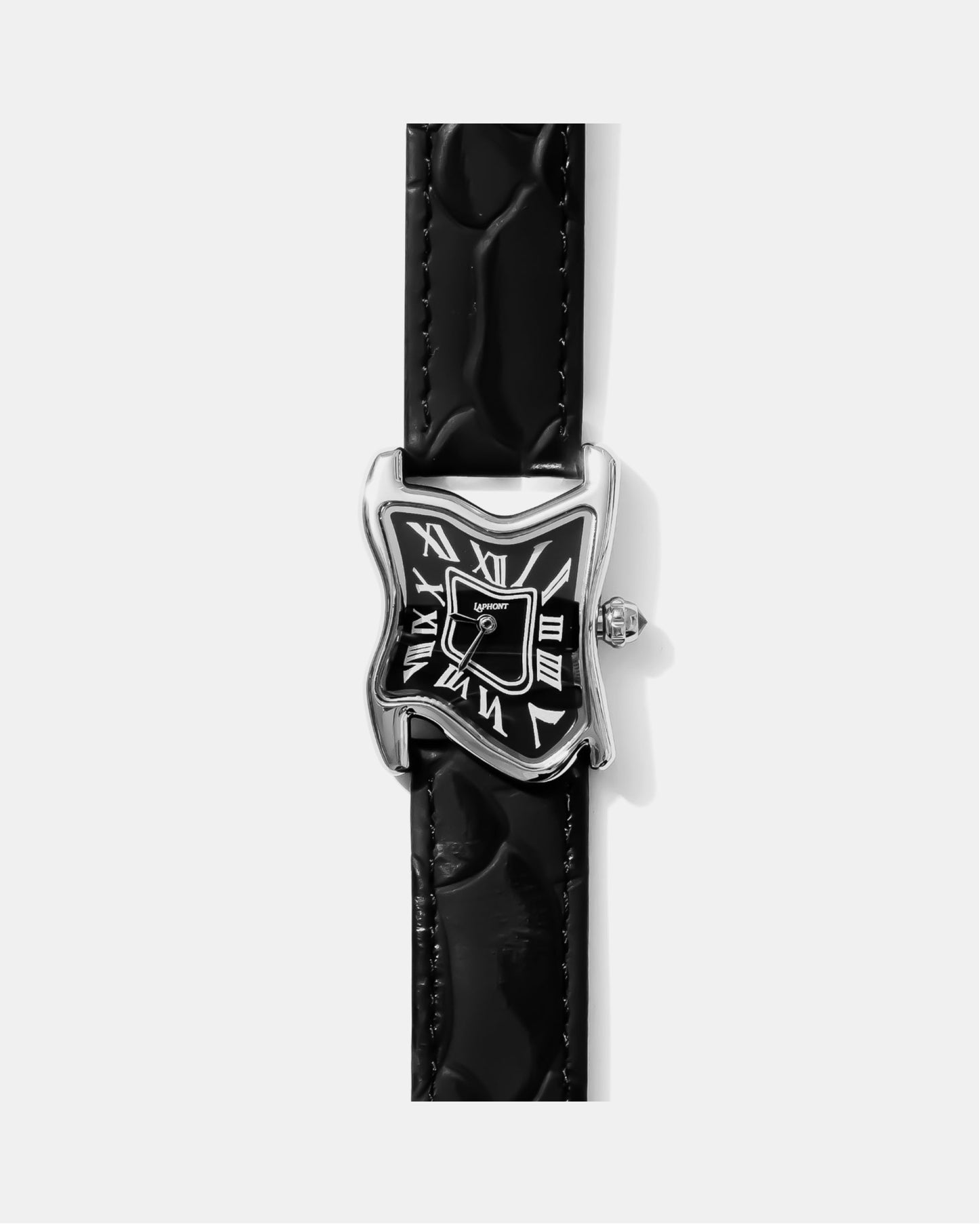 Quadratische Schmelz-Uhr Klein Silber