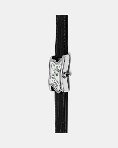 Quadratische Schmelz-Uhr Groß Silber