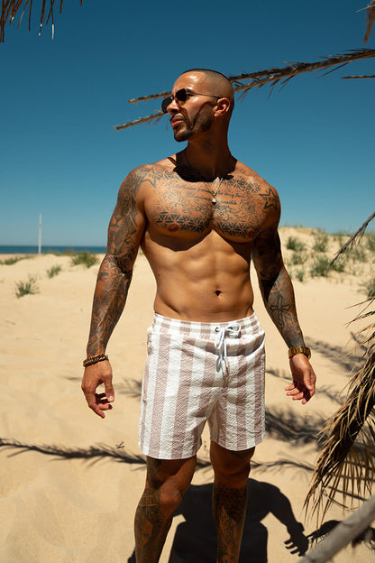 Porto Nero Badeshorts - Beige/Weiß