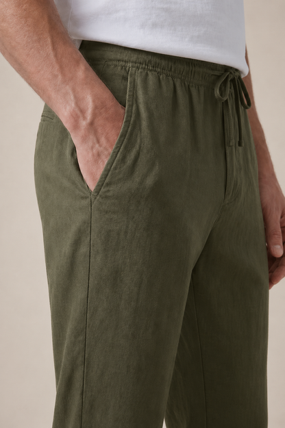 Leinen Bayside Hose Oliv