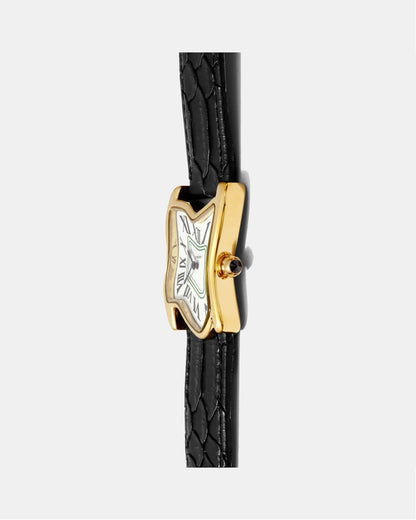 Quadratische Schmelz-Uhr Groß Gold