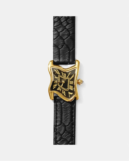 Quadratische Schmelz-Uhr Klein Gold
