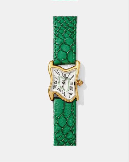 Quadratische Schmelz-Uhr Klein Gold