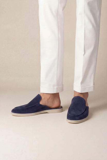Marineblaues Wildleder Yacht-Mule