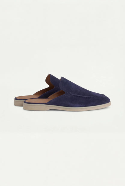 Marineblaues Wildleder Yacht-Mule