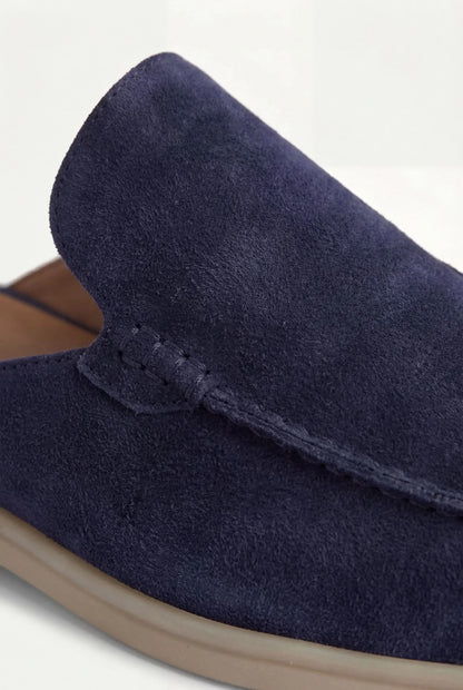 Marineblaues Wildleder Yacht-Mule