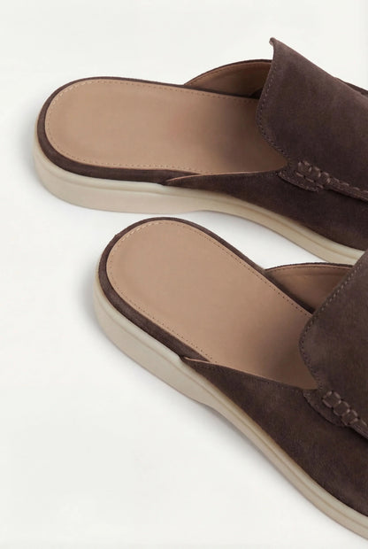 Braune Wildleder Yacht-Mule