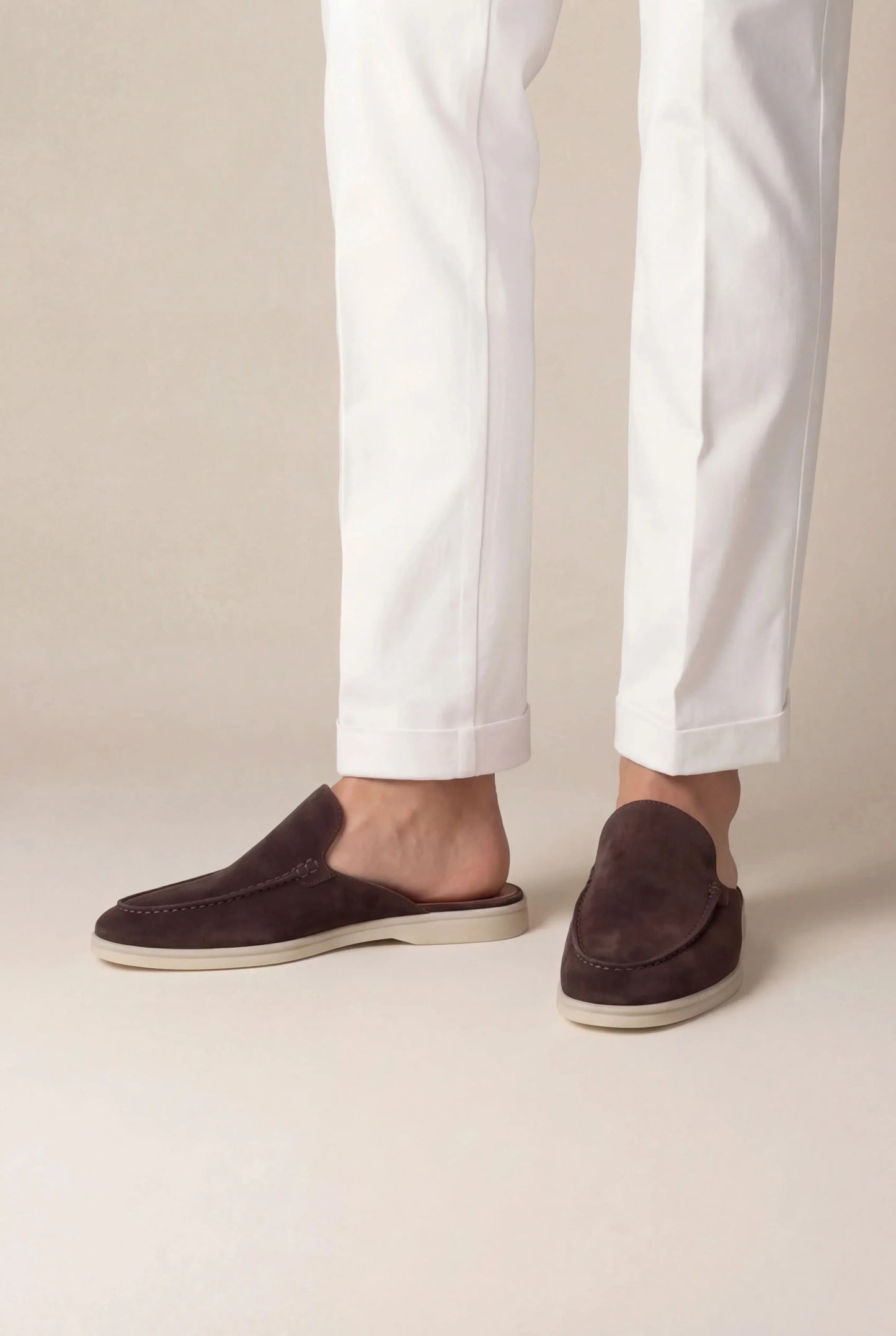 Braune Wildleder Yacht-Mule