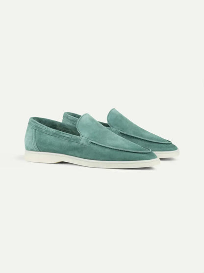 Klassischer Wildleder Slipper Apfelblau