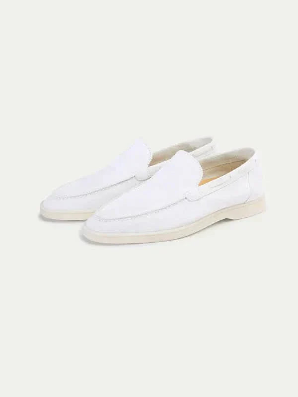 Klassischer Suède Loafer Perlenweiß