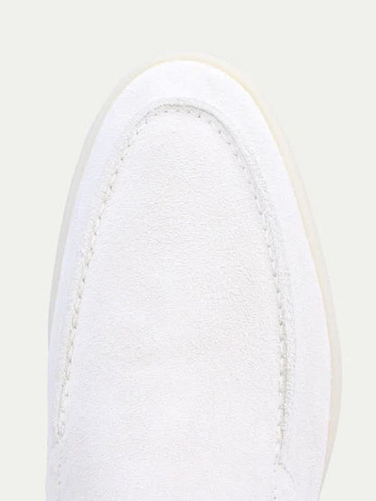 Klassischer Suède Loafer Perlenweiß