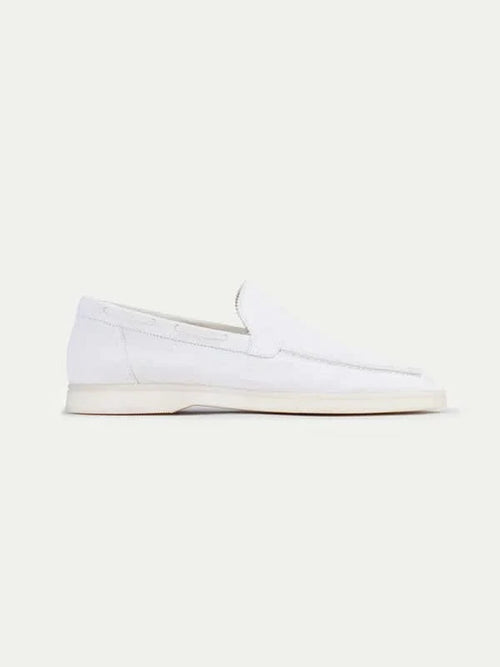 Klassischer Suède Loafer Perlenweiß
