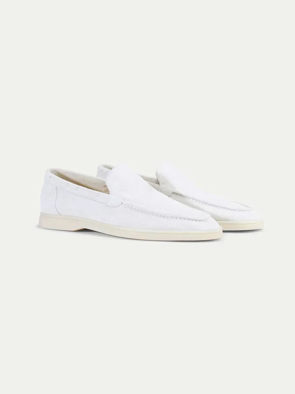 Klassischer Suède Loafer Perlenweiß