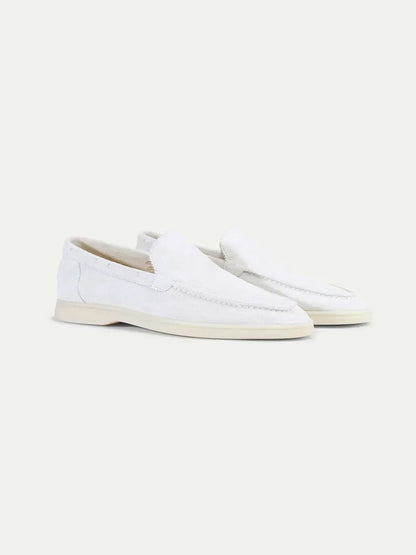 Klassischer Suède Loafer Perlenweiß