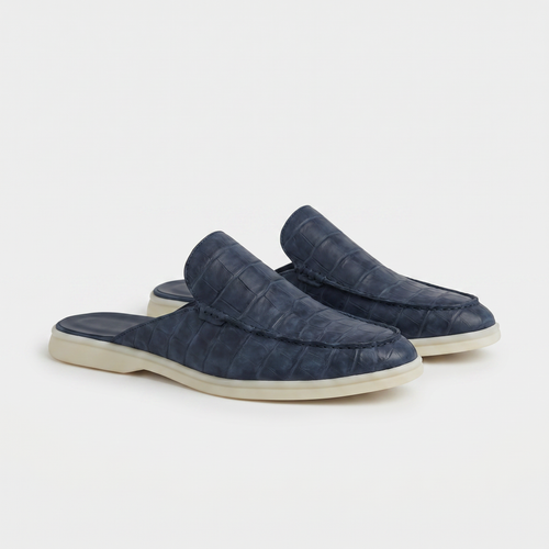 Marineblauer Croco Mule Yacht | LIMITIERTE AUFLAGE