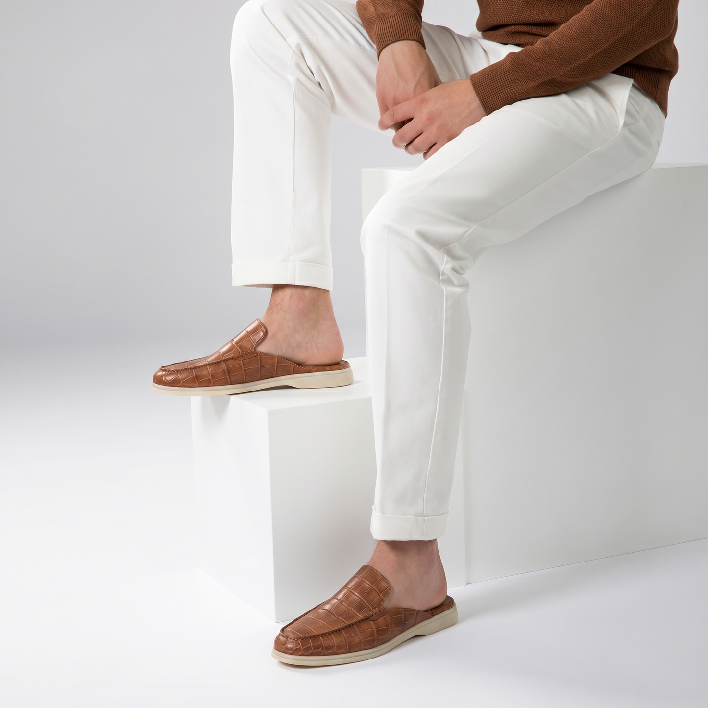 Tan Croco Mule Yacht | LIMITIERTE AUFLAGE