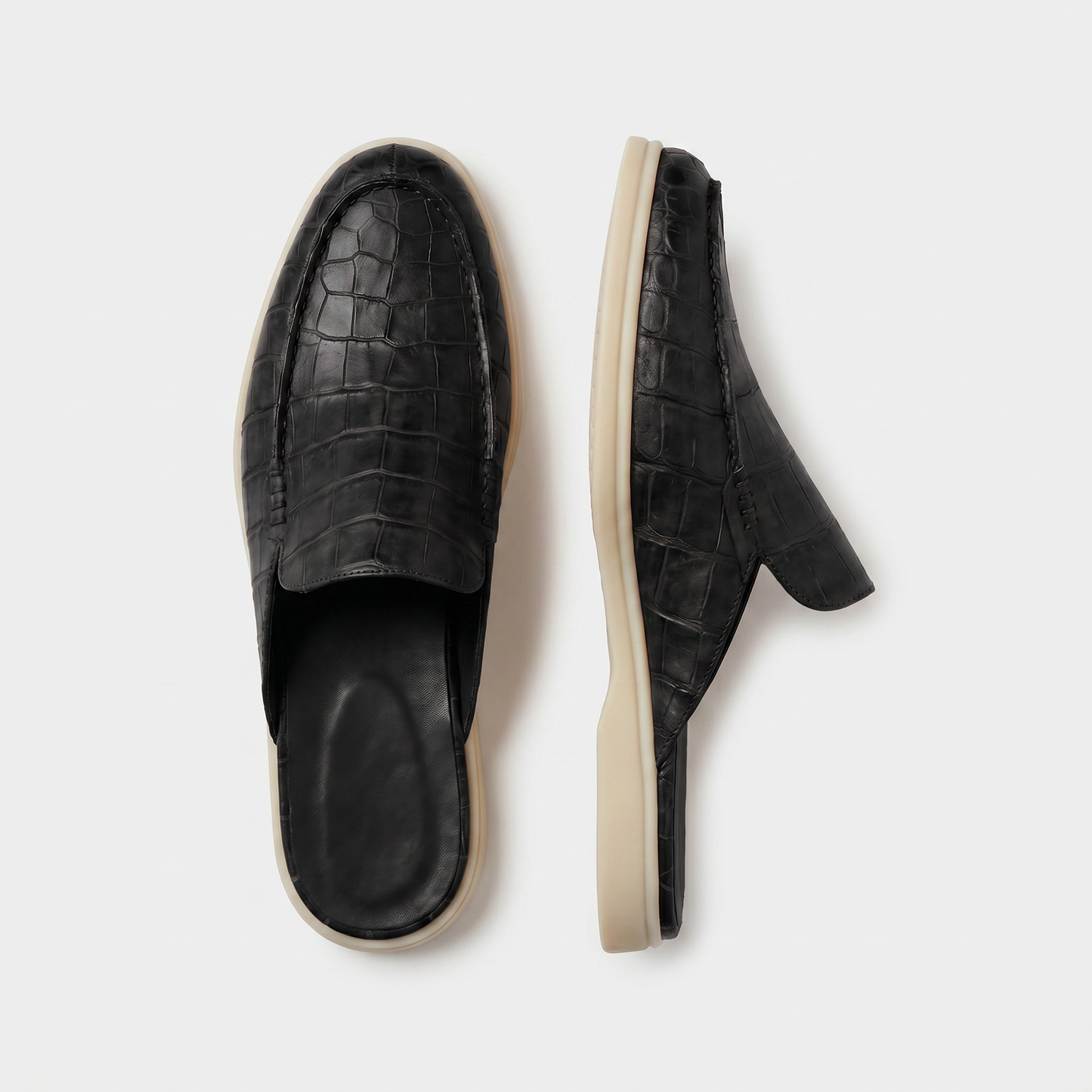 Schwarze Croco Mule Yacht | LIMITIERTE AUFLAGE
