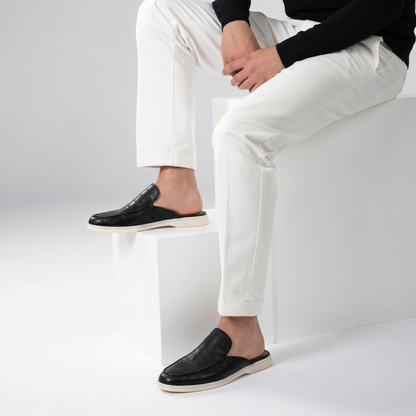Schwarze Croco Mule Yacht | LIMITIERTE AUFLAGE