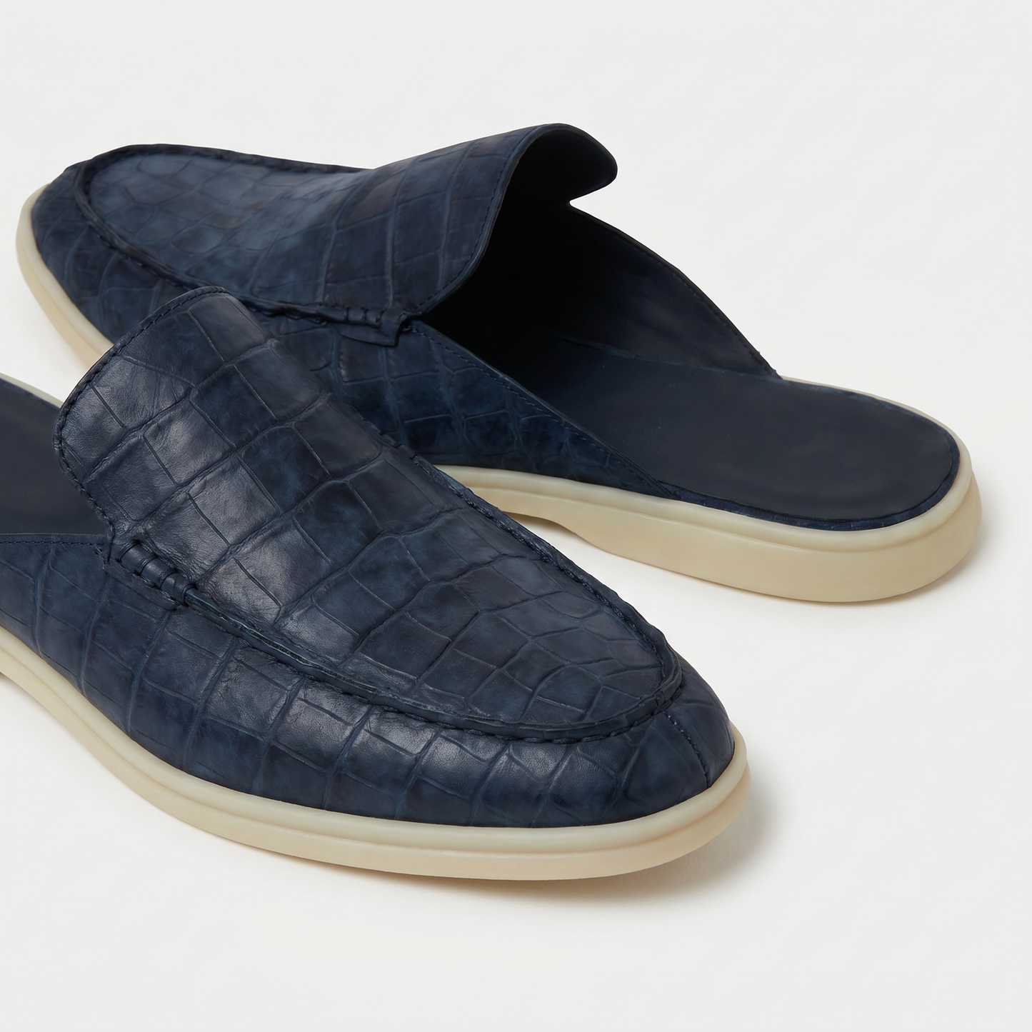 Marineblauer Croco Mule Yacht | LIMITIERTE AUFLAGE